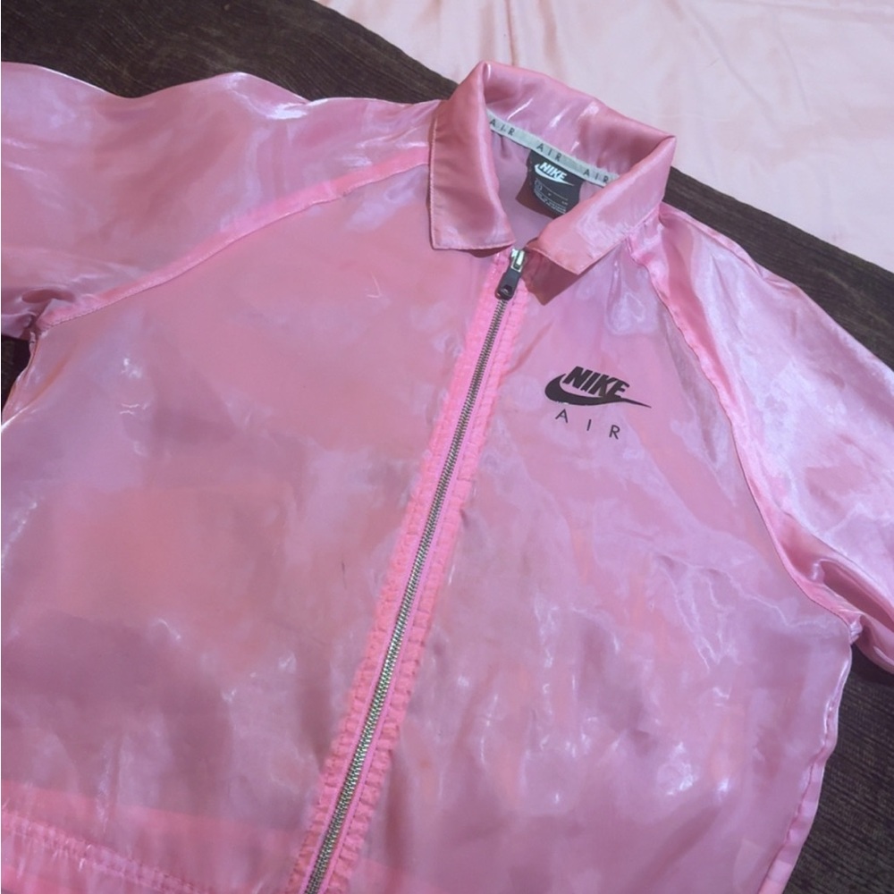 Nike Women's Pink Satin-Look Bomber Jacket